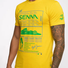 Ayrton Senna F1 Race T-Shirt - White/Yellow