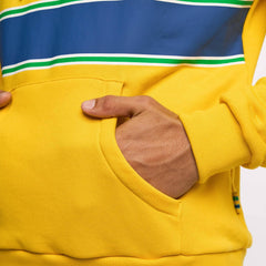 Ayrton Senna F1 Stripe Pullover Hoodie - White/Yellow