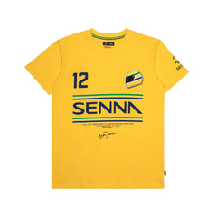 Ayrton Senna F1 #12 Stripe T-Shirt - Navy/White/Yellow