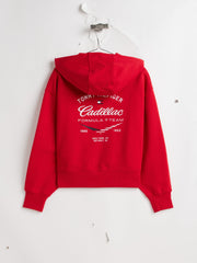 Cadillac F1 Racing Women's Boxy Varsity Hoodie - Red