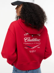 Cadillac F1 Racing Women's Boxy Varsity Hoodie - Red