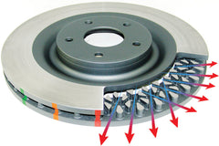 DBA Subaru WRX STi Brembo 6 Pot Spec R Yellow Calipers 19in Rim 4000 Series Stand Rear Brake Rotor
