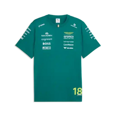 Aston Martin F1 2026 Men's Lance Stroll Team T-Shirt - Green Lux